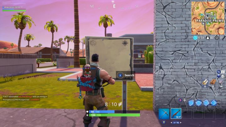 fortnite season 8 week 8 challenges revealed search the treasure map signpost found in paradise palms and others - fortnite treasure map signpost paradise palms location